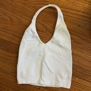 White ribbed halter top
